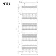 Mereo Vykurovací rebrík rovný 600x1690 mm, biely, elektrický MT13E - Mereo