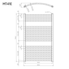 Mereo Vykurovací rebrík oblý 600x970 mm, biely, elektrický MT41E - Mereo