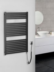 AQUALINE TONDI-E elektrické vykurovacie teleso rovné 600x970 mm, 400W, čierna mat DE466T - Aqualine