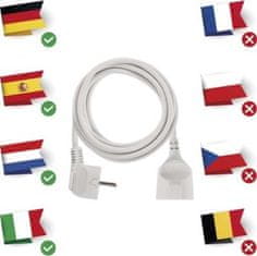 EMOS Prodlužovací kabel 3 m / 1 zásuvka / bílý / PVC / 1,5 mm2