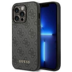 Guess Zadný kryt 4G Metal Gold Logo GUHCP14LG4GFGR pre Iphone 14 Pro Grey