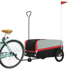 Vidaxl Vozík za bicykel, čierno červený 45 kg, železo