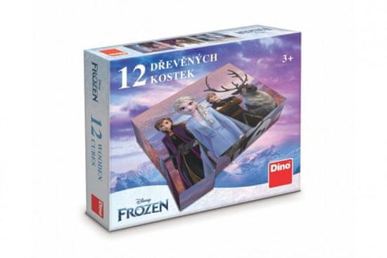 DINO Kostky kubus Ledové království/Frozen dřevo 12ks v krabičce 21x18x4cm