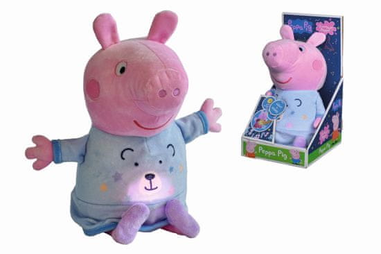 Peppa Pig 2v1 plyšový hajánok hrajúci + svetlo, modrý, 25 cm