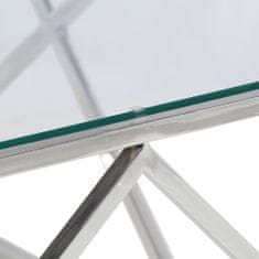 Petromila vidaXL Konferenčný stolík strieborný nehrdzavejúca oceľ a tvrdené sklo