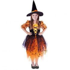 Rappa Detský kostým Čarodejnica s klobúkom oranžová S