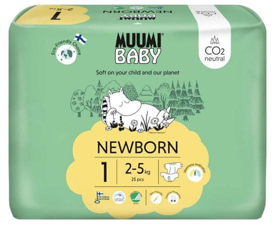 MUUMI BABY Baby 1 Newborn 2–5 kg (25 ks), eko plienky