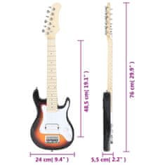 Vidaxl Elektrická gitara pre deti s taškou hnedo-biela 3/4 30"