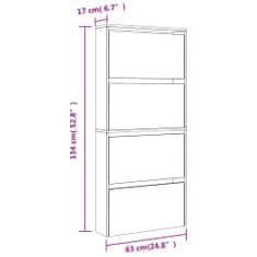 Petromila vidaXL Botník so zrkadlom 4-poschodový sivá sonoma 63x17x134 cm