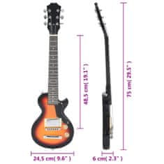 Vidaxl Elektrická gitara pre deti s taškou hnedo-čierna 3/4 30"