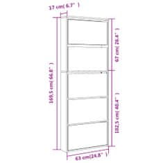 Petromila vidaXL Botník so zrkadlom 5-poschodový hnedý dub 63x17x169,5 cm