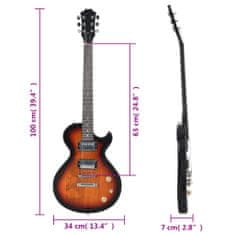 Vidaxl Elektrická gitara pre začiatočníka s taškou hnedočierna 4/4 39"