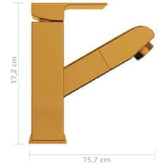 Vidaxl Kúpelňová vodovodná batéria s funkciou vyťahovania zlatá 157x172 mm