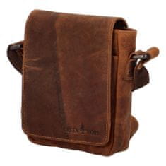 Green Wood Praktická pánska kožená crossbody Jimmy Joano, svetlohnedá