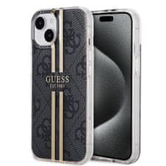 Guess Zadný kryt IML 4G Gold Stripe pre iPhone 15 Black