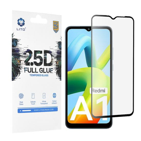 LITO 2,5D Temperované sklo - Xiaomi Redmi A1/Redmi A1 Plus/Redmi A2/Redmi A2 Plus - Čierna KP29993