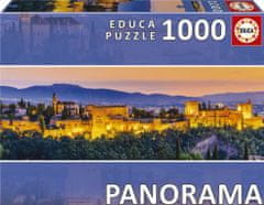 EDUCA Panoramatické puzzle Západ slnka v Španielsku: Alhambra, Granada 1000 dielikov