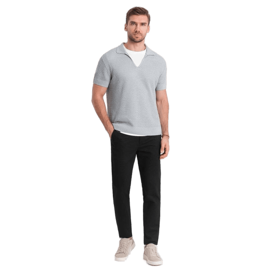 OMBRE Klasické pánske chino nohavice V5 OM-PACP-0188 čierne MDN124475 S