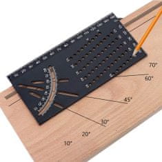 Netscroll 3D nástroj na meranie uhlov z hliníkovej zliatiny, mutifunkčné pravítko na prácu s drevom štvorcové meracie pravítko meracie pravítko, 45/90 stupňové uhlové T pravítko, CornerCraft