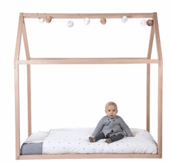 Childhome Rám postele Domček Natural 70x140cm