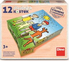 DINO Obrázkové kocky Psík a mačička, 12 kociek