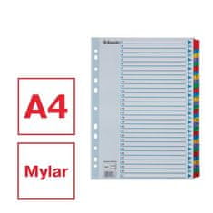 Esselte Zosilnené registre "Mylar", mix farieb, kartón, A4, 1-31 100164