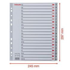 Esselte Farebné registre, šedá, A4 Maxi, plast, A-Z 100129