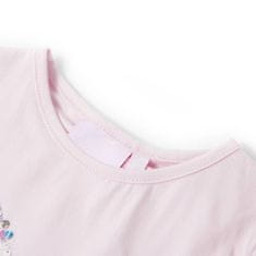 Vidaxl Detské tričko so skoseným rukávom mäkké ružové 104