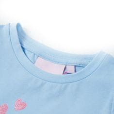 Vidaxl Detské tričko s volánovými rukávmi svetlomodré 116