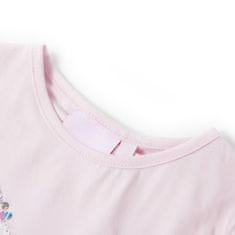 Vidaxl Detské tričko so skoseným rukávom mäkké ružové 128