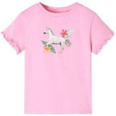 Vidaxl Detské tričko s krátkym rukávom žiarivo ružové 116