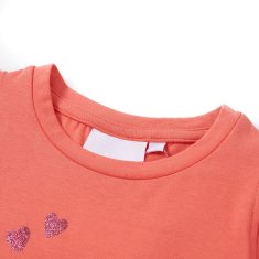 Vidaxl Detské tričko s volánovými rukávmi koralové 104