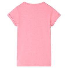 Vidaxl Detské tričko žiarivo ružové 116