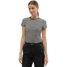 Vero Moda Dámske tričko VMINES Tight Fit 10300882 Black/Snow White (Veľkosť XS)