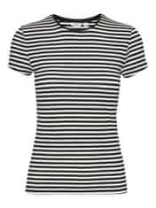 Vero Moda Dámske tričko VMINES Tight Fit 10300882 Black/Snow White (Veľkosť XS)