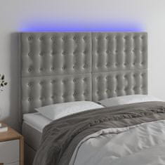 Vidaxl Čelo postele s LED bledosivé 144x5x118/128 cm zamat