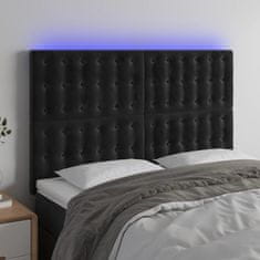 Vidaxl Čelo postele s LED čierne 144x5x118/128 cm zamat