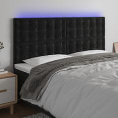 Vidaxl Čelo postele s LED čierne 200x5x118/128 cm zamat