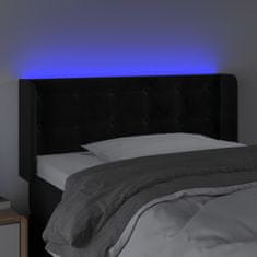 Vidaxl Čelo postele s LED čierne 103x16x78/88 cm zamat