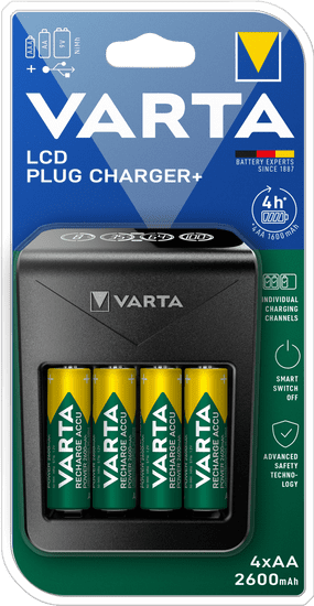 VARTA nabíjačka batérií LCD Plug Charger+ vrátane 4x AA 2600 mAh (57687101461)