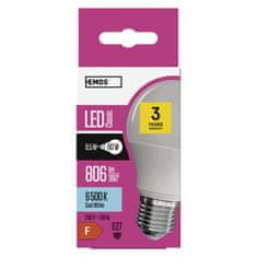 EMOS LED žiarovka Classic A60 / E27 / 8,5 W (60 W) / 806 lm / studená biela