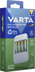 VARTA nabíjačka batérií Eco Charger Pro Recycled vrátane 4 AAA 800 mAh Recycled (57683101131)