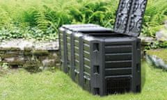 Kaxl Štvordielny plastový kompostér 1600l, čierny MODULE COMPOGREEN