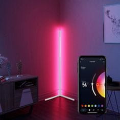 BOT Nordic smart rohová LED stojacia lampa N2 140 cm WiFi RGB, čierna