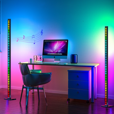 BOT Aktívna LED stojacia lampa s hudobným režimom AC1 122 cm WiFi RGB, čierna