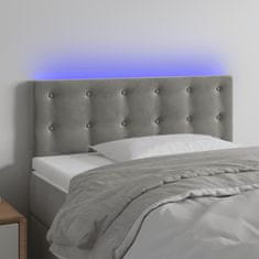 Vidaxl Čelo postele s LED bledosivé 80x5x78/88 cm zamat