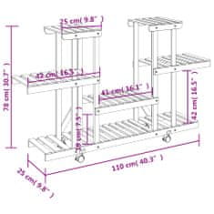 Vidaxl Stojan na kvetiny s kolieskami 110x25x78 cm masívna jedľa