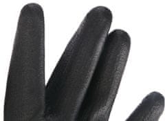 SIXTOL Rukavice pracovné z polyesteru polomáčané v polyuretáne GLOVE PE-PU 10, čierne, veľkosť 10