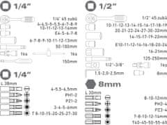 Extol Premium 6528 hlavica nástrčné, sada 108ks, 1/4", 1/2"