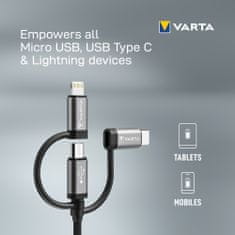 VARTA Speed Charge & Sync kábel: 3 v 1 USB A na Lightning/mikro/USB C Box (57937101111)